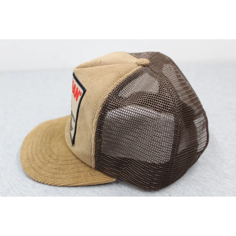 Red Man Hat Mens OSFM Brown Golden Blend Trucker Corduroy Mesh Snapback USA Made